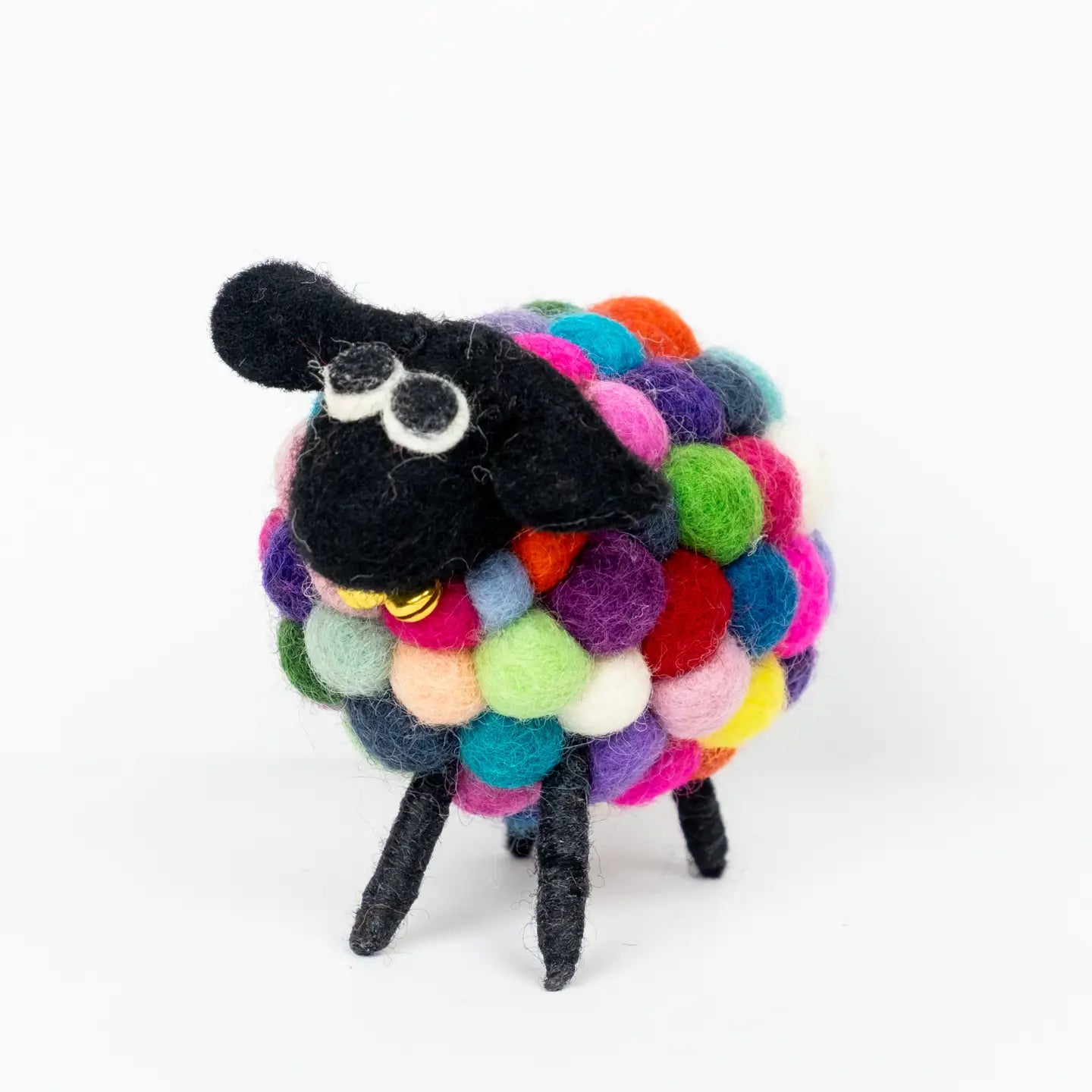 Cute Felt Sheep Figures - White, Black  & Rainbow Colors