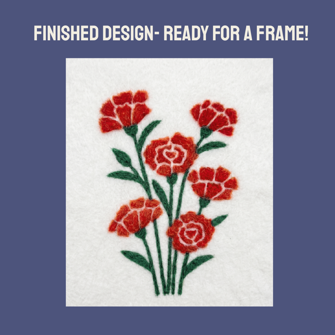 Red Carnation Needle Felting Panel