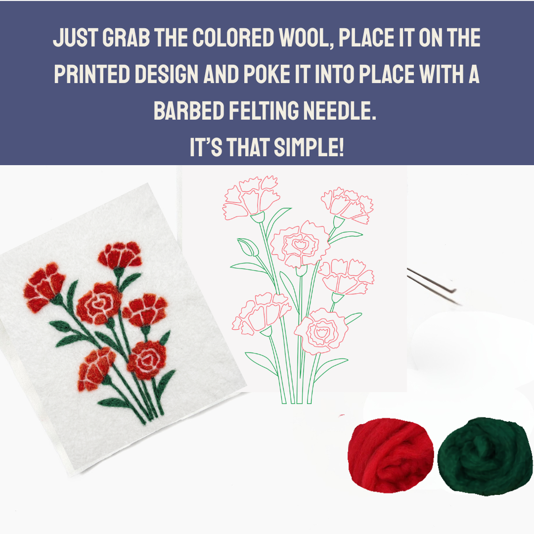 Red Carnation - Felted Art