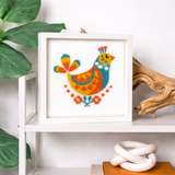 Folk Bird Golden Rooster - Felted Art