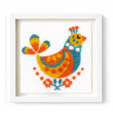 Folk Bird Golden Rooster - Felted Art
