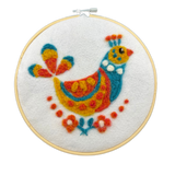 Folk Bird Golden Rooster - Felted Art