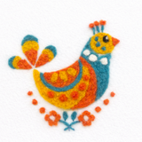 Folk Bird Golden Rooster - Felted Art