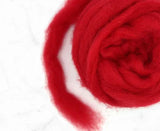 Scarlet Red Carded Corriedale Felting Wool