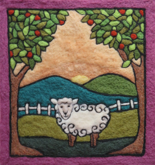 Sheep in a Meadow Folk Art Tapestry Needle Felting Kit