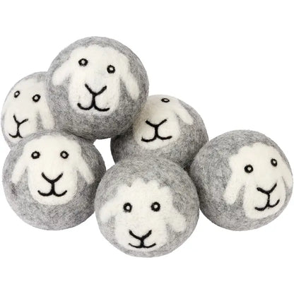 Cute Smiling Sheep Hand-Felted Dryer Balls - 100% Wool