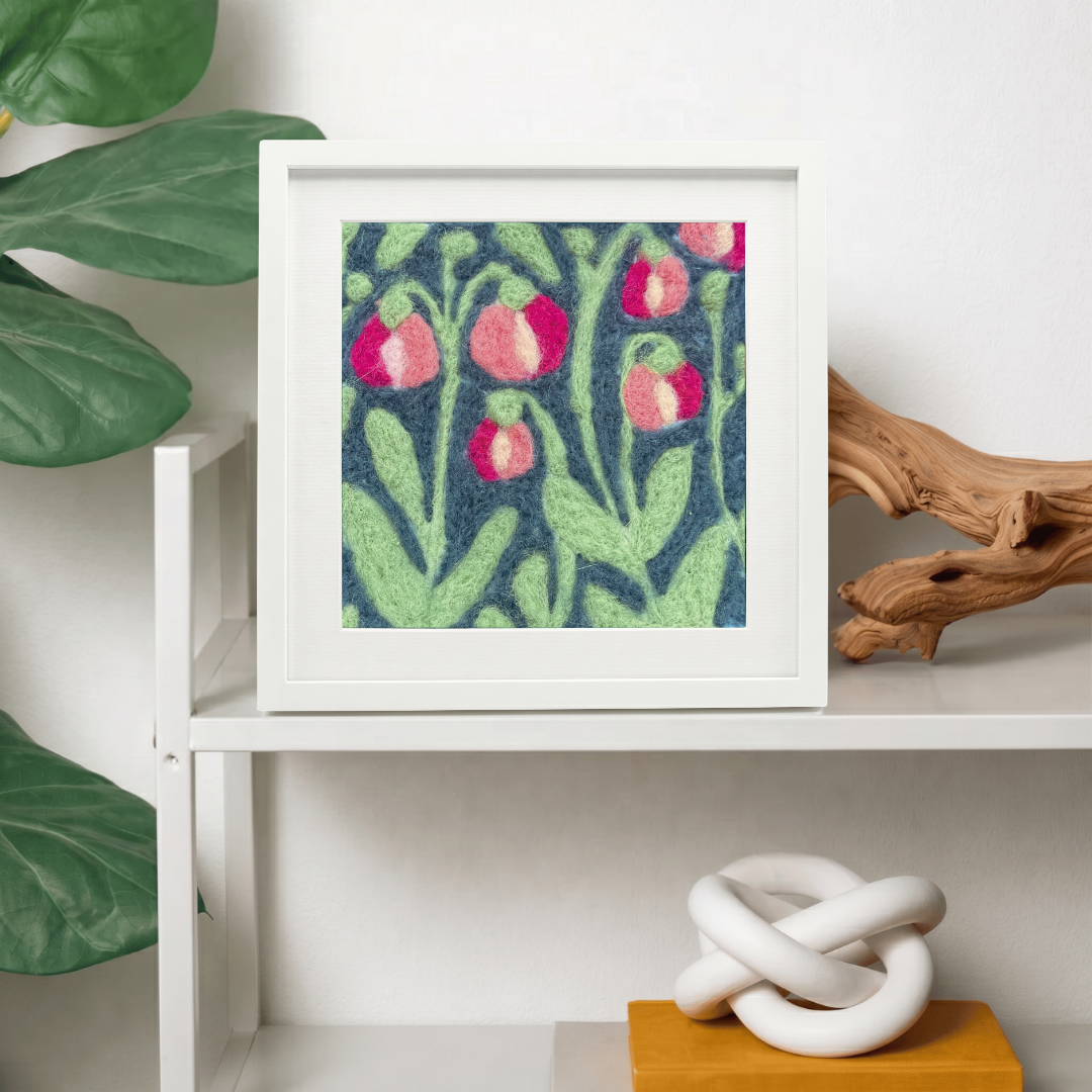 Lady's Slipper- Felted Art Tile