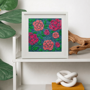 Camellia- Felted Art Tile