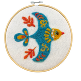 Folk Bird Soaring Blue Bird - Felted Art