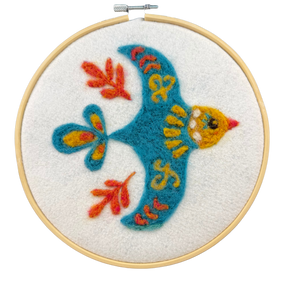Folk Bird Soaring Blue Bird - Felted Art