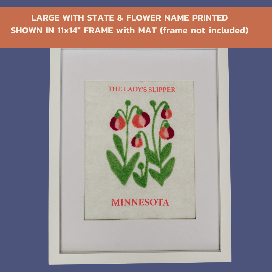 Minnesota Lady's Slipper - Felted Framed Art