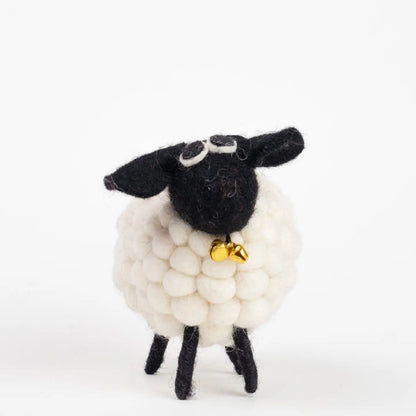 Cute Felt Sheep Figures - White, Black  & Rainbow Colors