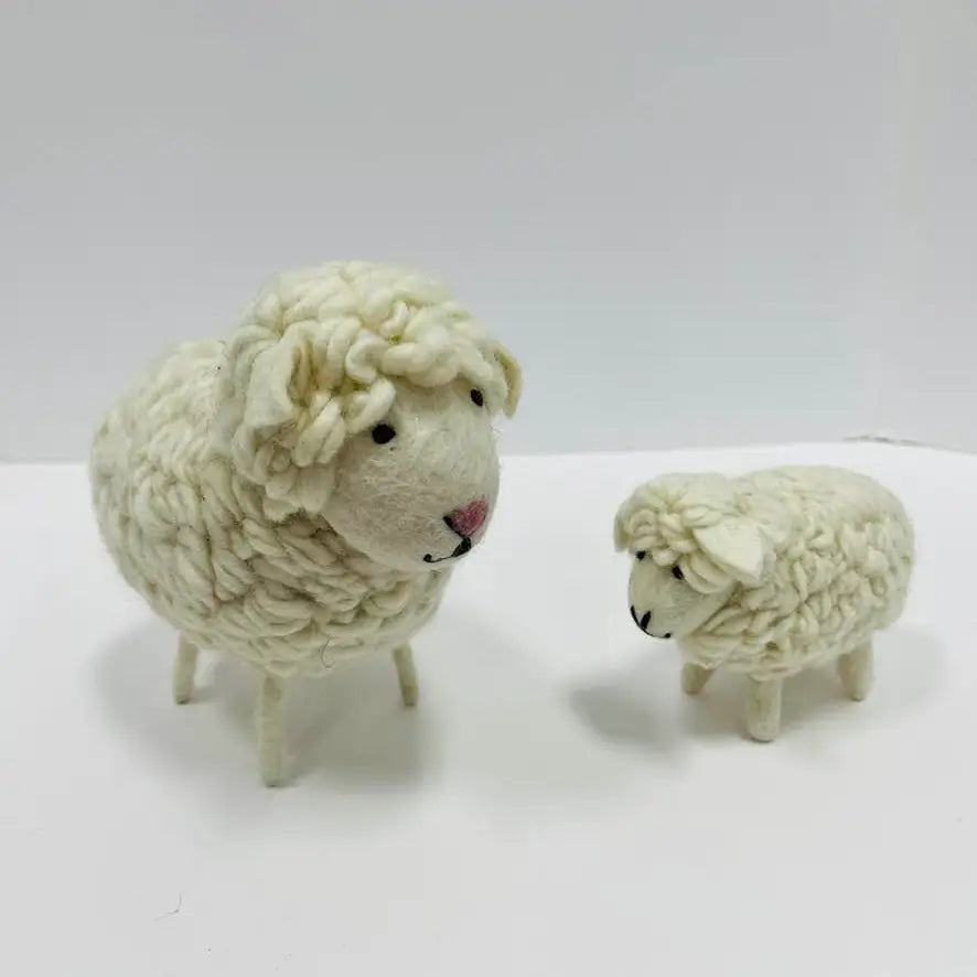 Cute Felt Sheep Figures - White, Black  & Rainbow Colors