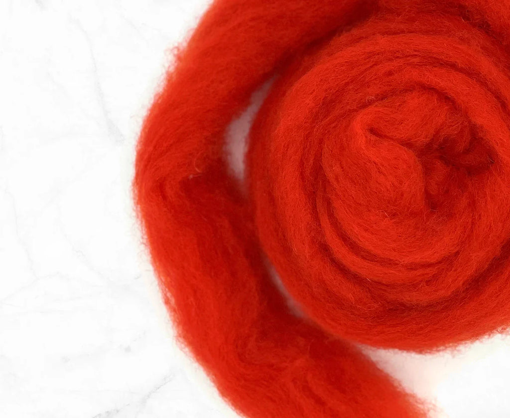 Wild Orange Begonia Carded Corriedale Felting Wool