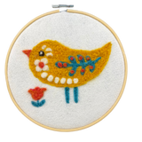 Folk Bird Yellow Garden Bird - Felted Art