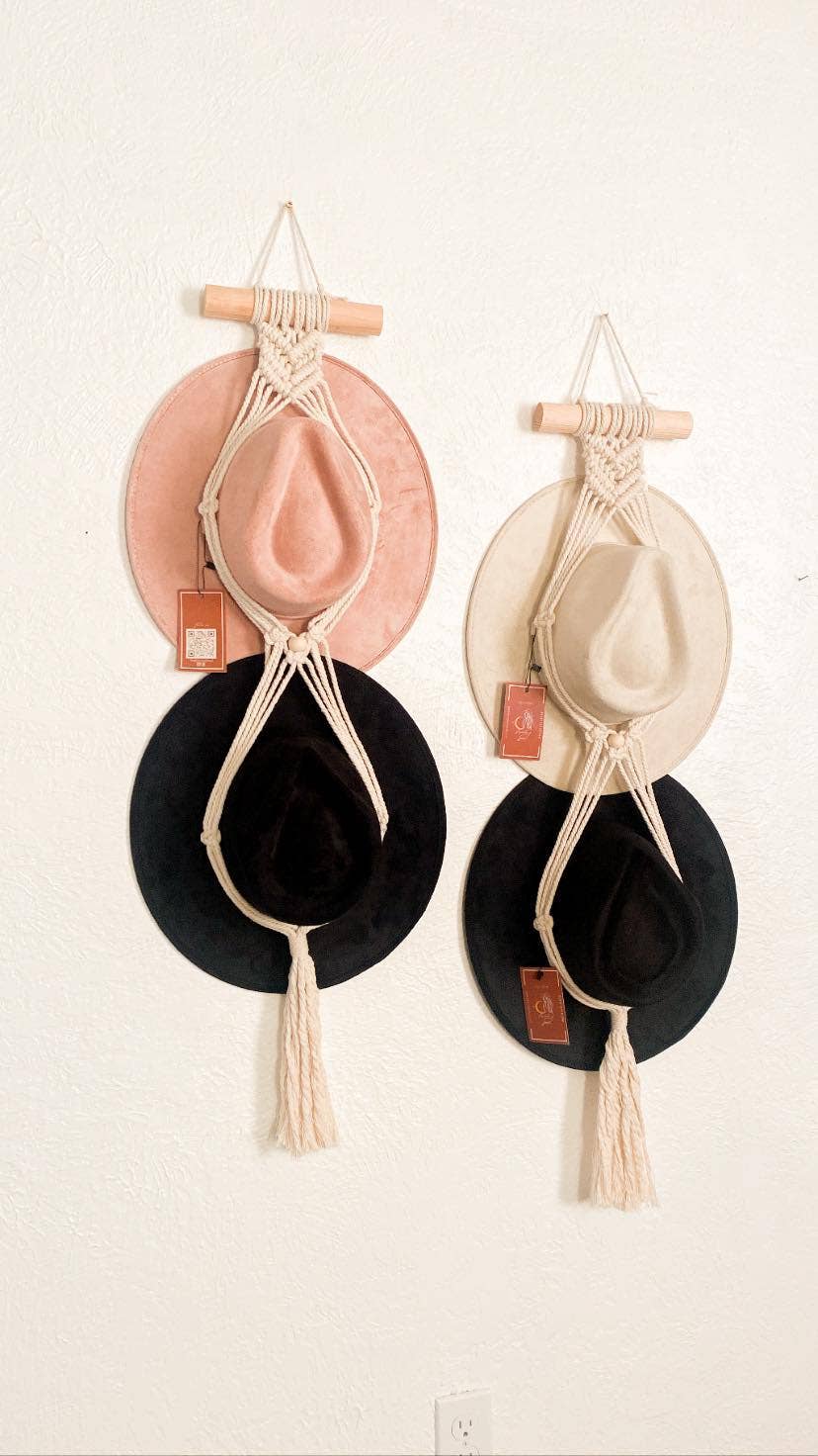 Macrame Hat Hanger | Chunky Double Hat Holder | Hat Decor