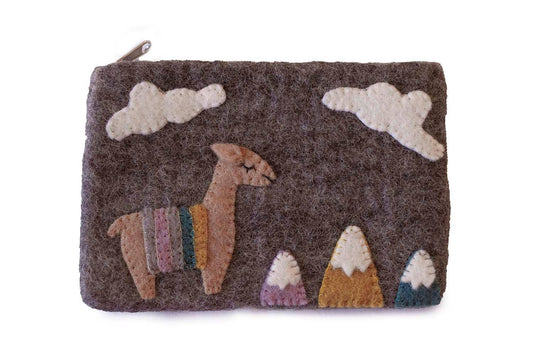 Llama Felt Zipper Pouch