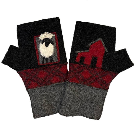 Sheep & Barn  Fingerless Gloves