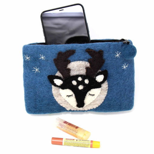 Buck Deer Felt Zipper Pouch