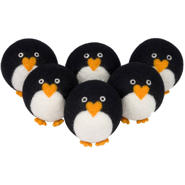 Cute Penguin Hand-Felted Dryer Balls - 100% Wool