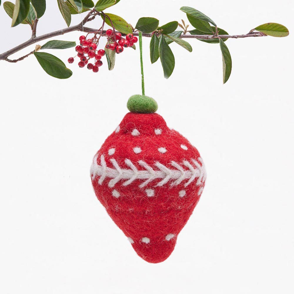Cute Red Felted Bauble Ornament