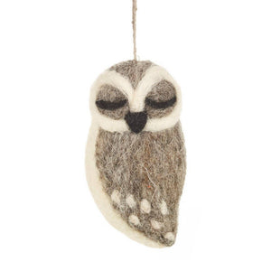 Grey Owl Wool Ornament