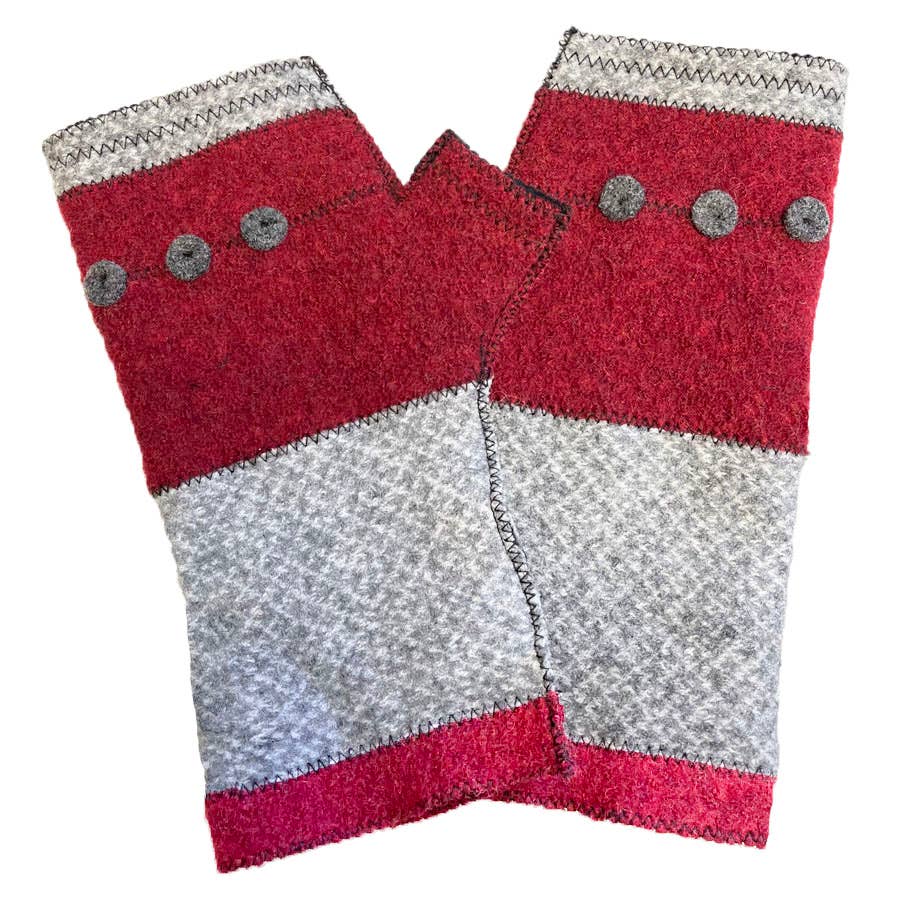 FG069 Gray Dot Fingerless Gloves