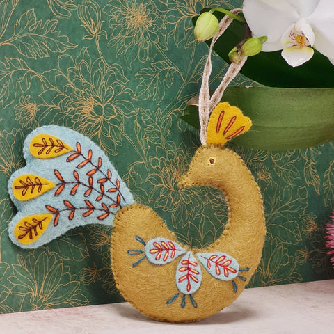 Folk Embroidered Peacock Felt Craft Mini Kit