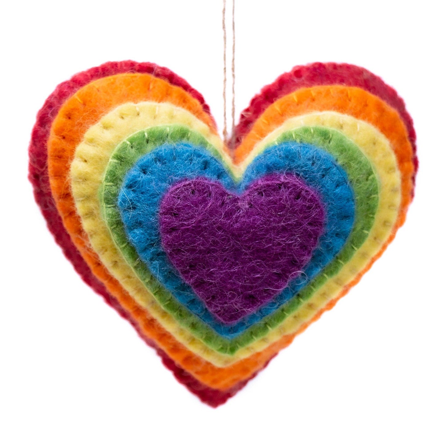 LOVE Burst Rainbow Heart - Handmade Felt Ornament