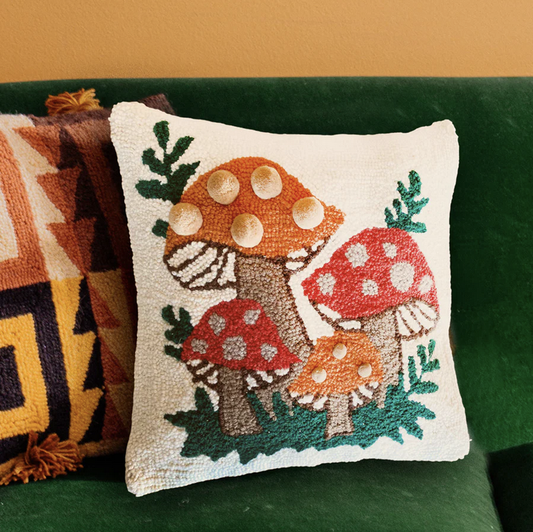 Mushroom Pom Pom Hook Pillow by Justina Blakeney