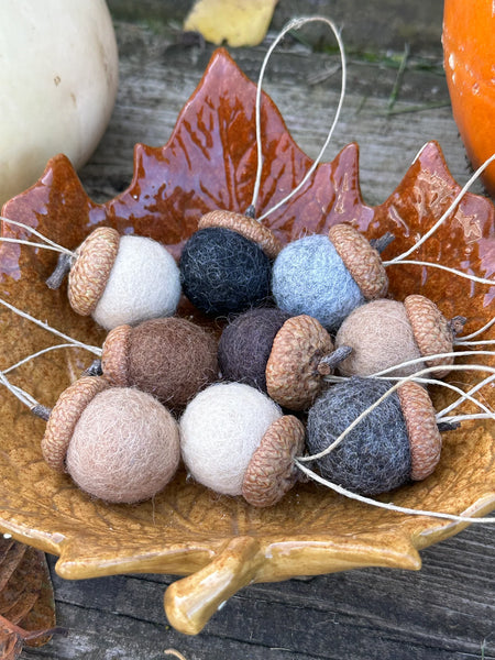 Hanging Acorns- Handmade from 100% Felted Wool
