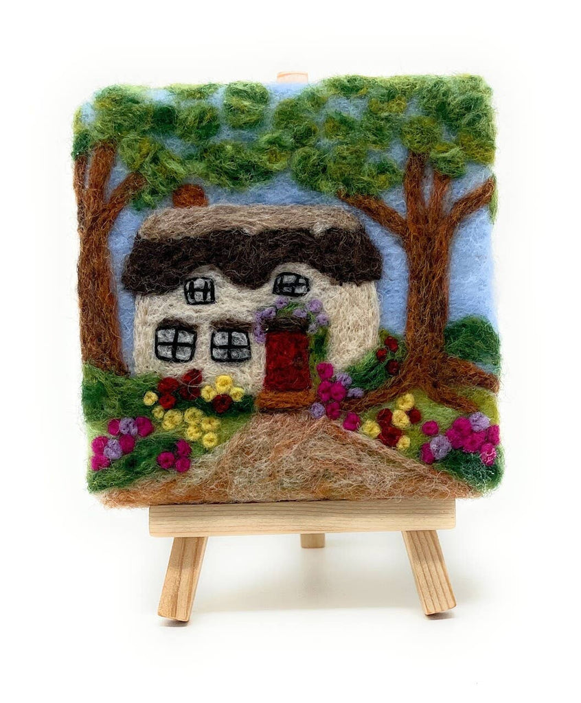 🎀 Sale! Paint with Wool Mini Masterpiece: Thatched Cottage Craft Kit