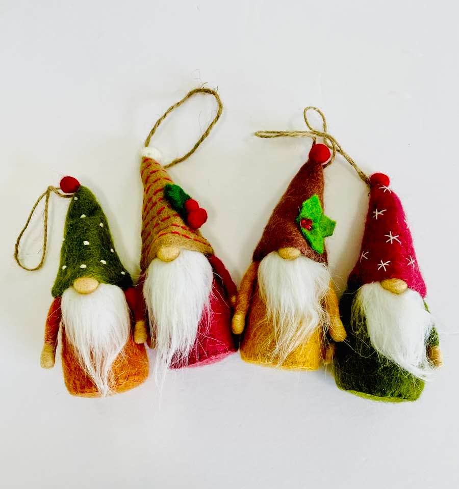Felt Gnome Ornaments - Choose from 4 colors