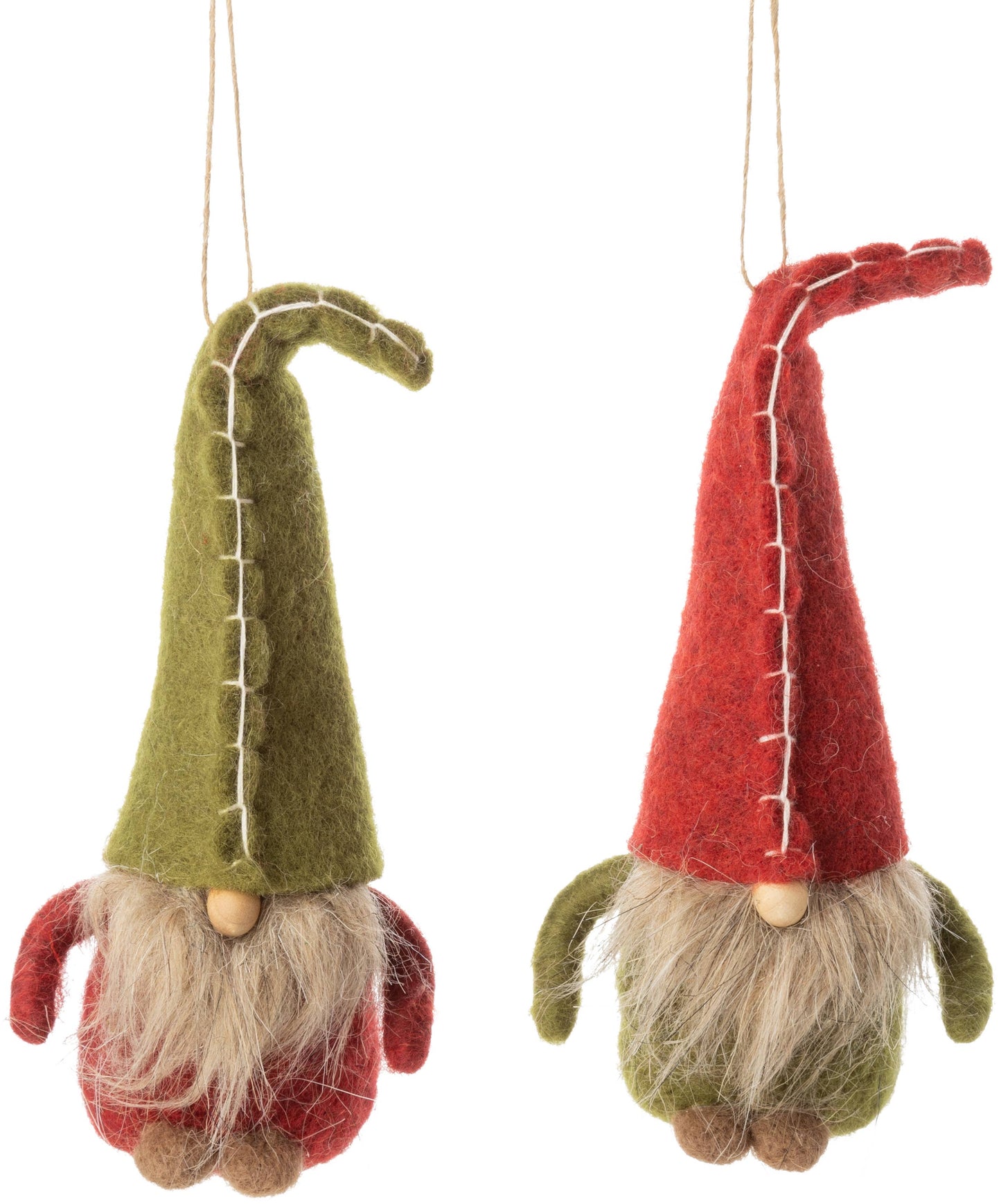 Felt Gnome Ornament with Stitched Hat. Either hangs or stands.