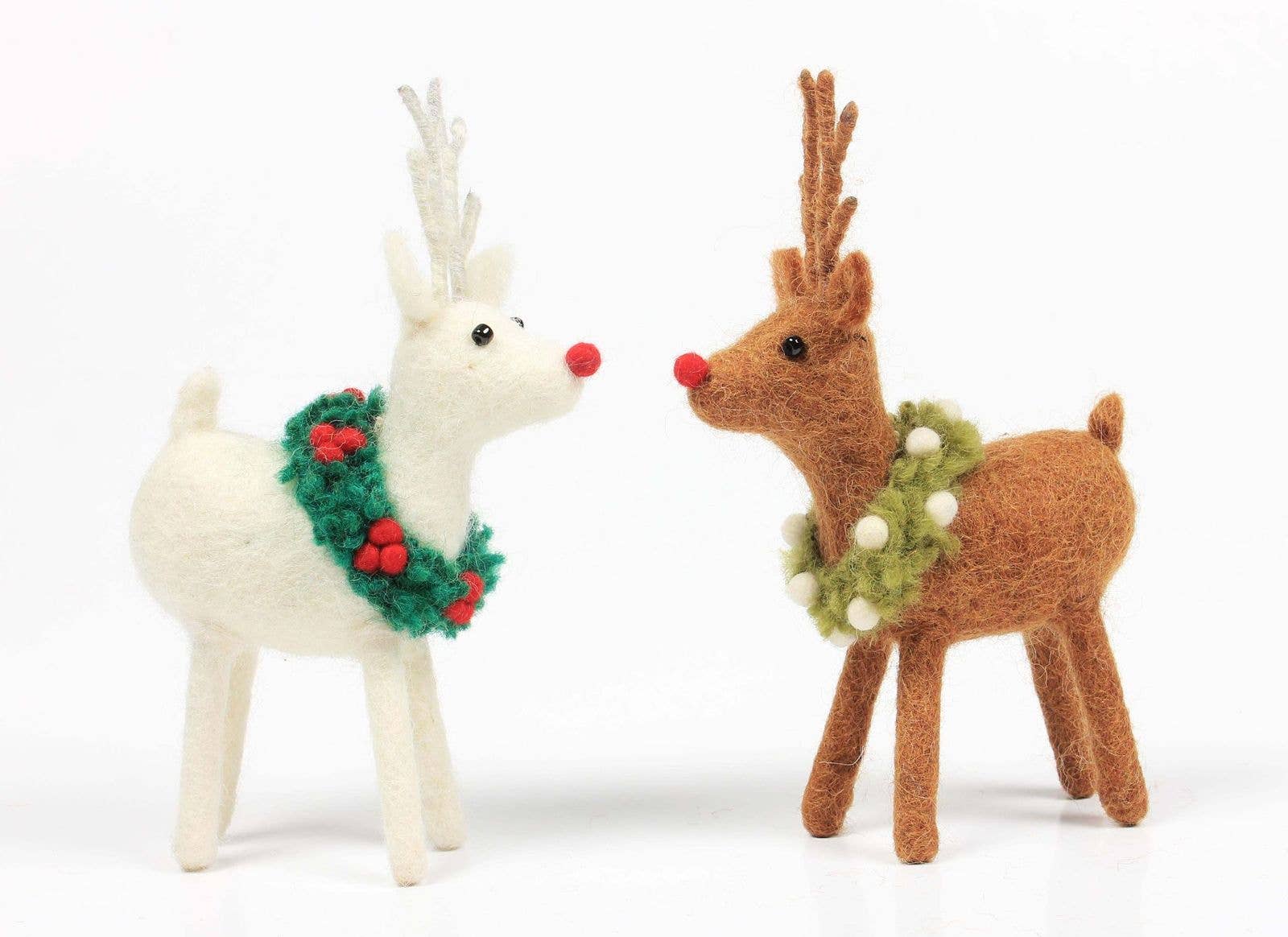 Reindeer with Mistletoe and Holly Weaths