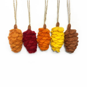 Handmade Felt Autumnal Pinecones
