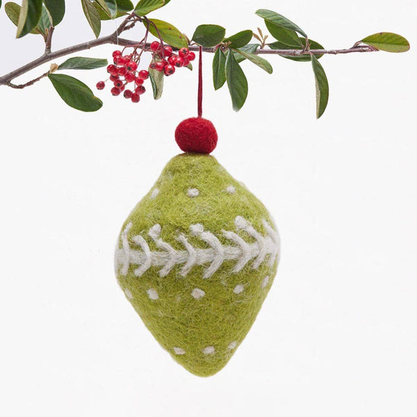 Cute Holiday Green Felt Bauble Ornament