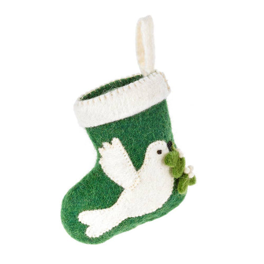 Handmade Felt Dove Mini Stocking Christmas Decoration