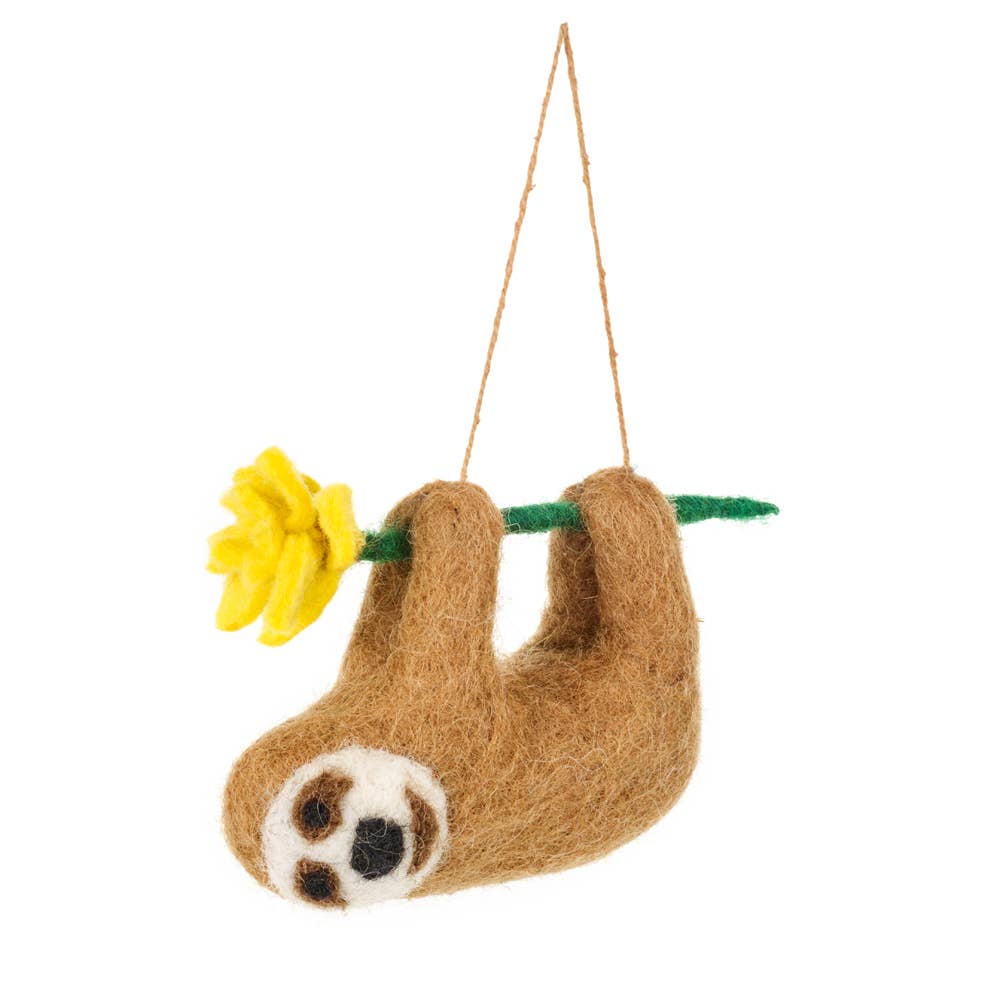 Handmade Felt Sunny the Sloth Ornament