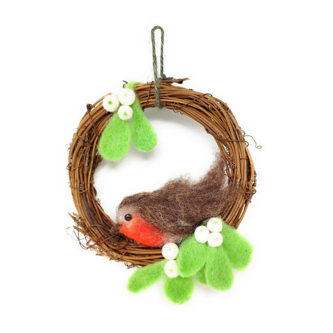 Robin in a Winter Wreath Needle Felting Craft Kit – Bella's Flock