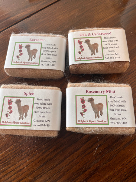 Handmade Soap with Felted Alpaca Fiber from local MN farms