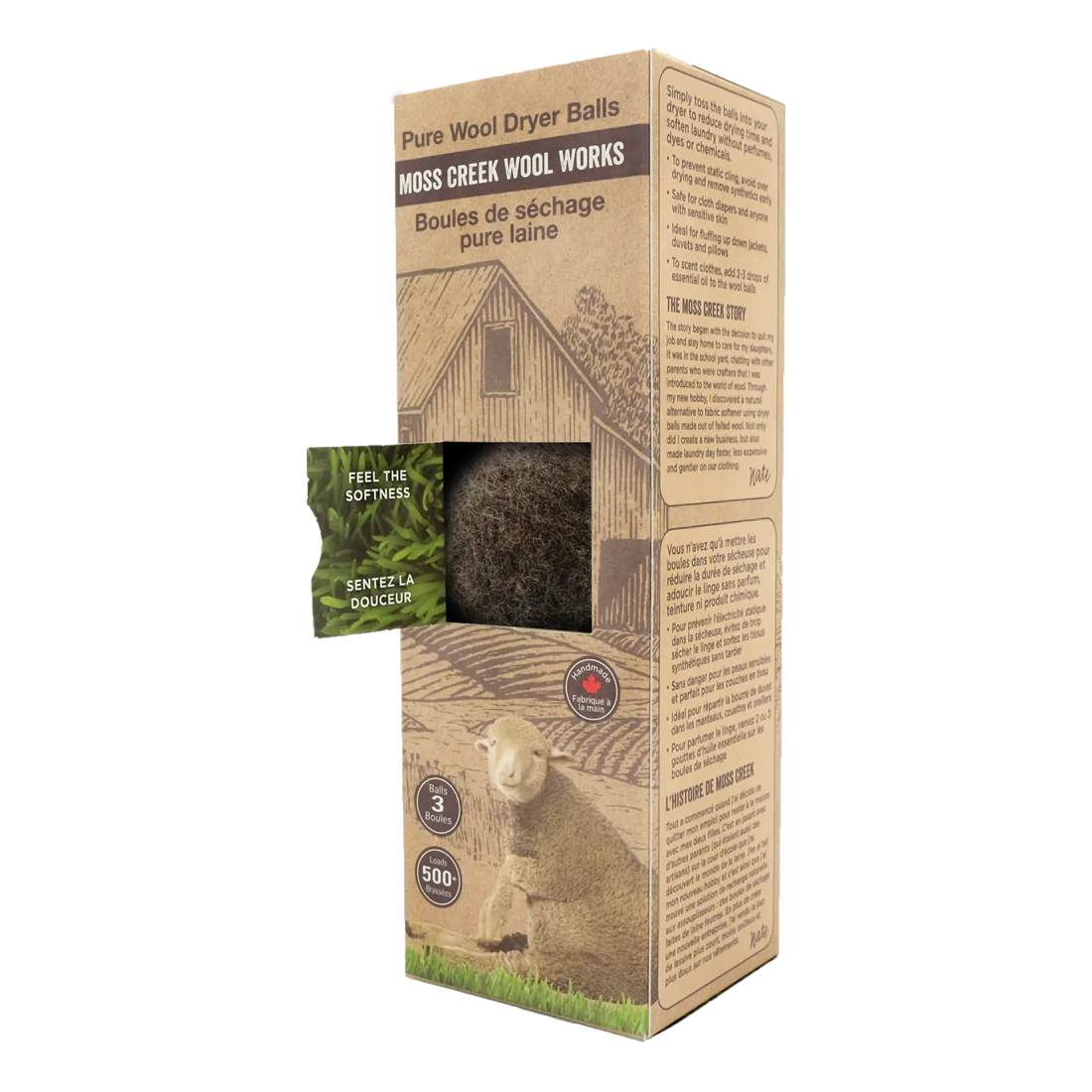 Wool Dryer Balls - All Natural- 100% Wool - Box of 3