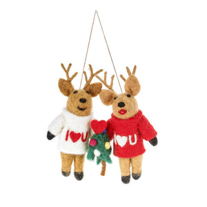 Handmade I Love You, Deer Hanging Couples Ornament