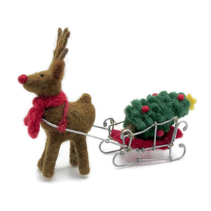 Reindeer with Sleigh & Tree