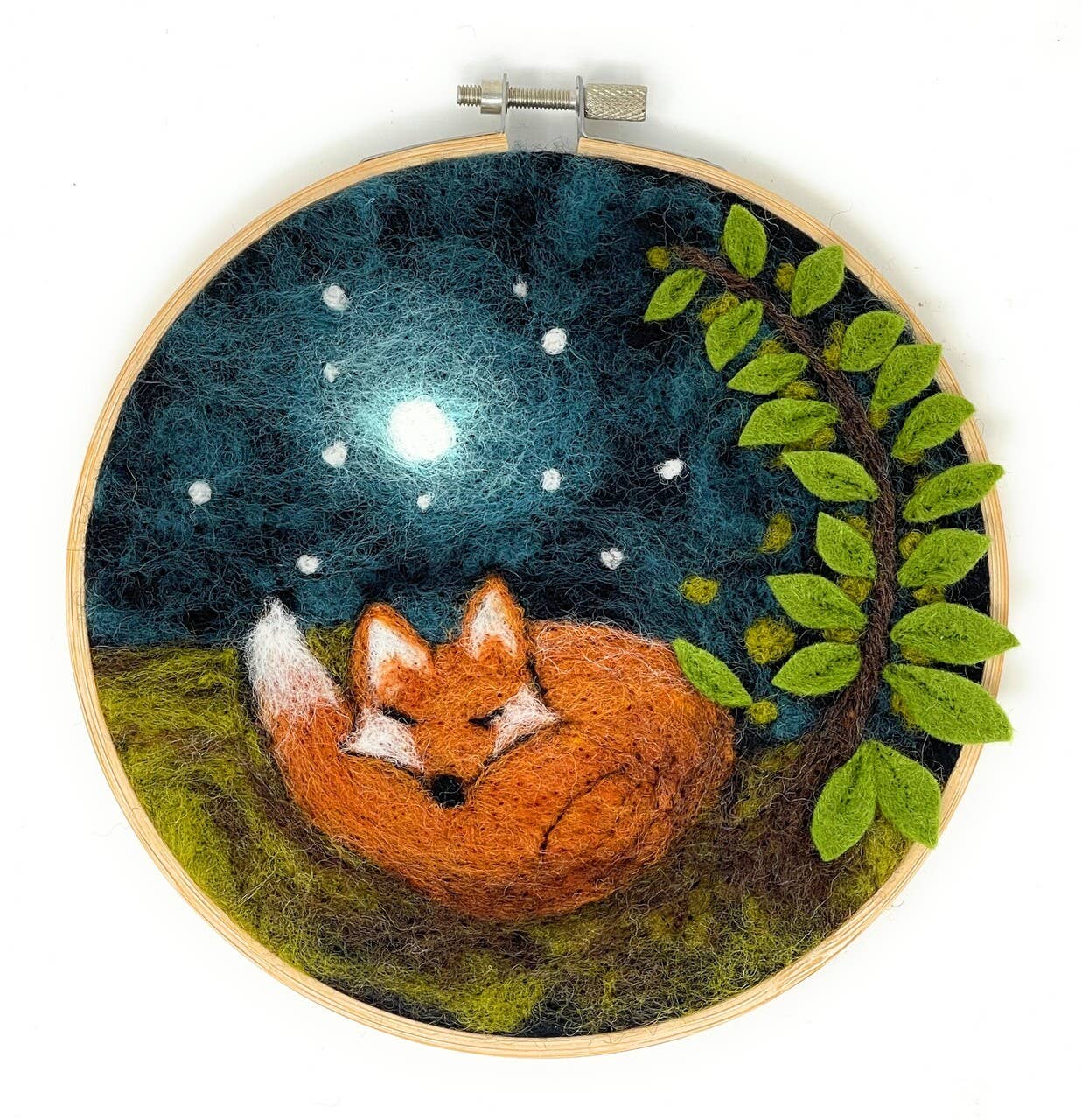 Sleepy Fox in a Hoop Needle Felt Craft Kit