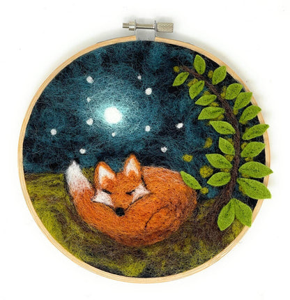 SALE! Sleepy Fox in a Hoop Needle Felt Craft Kit