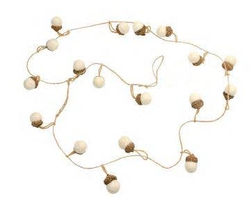 White Acorn Garland with Real Acorn Tops