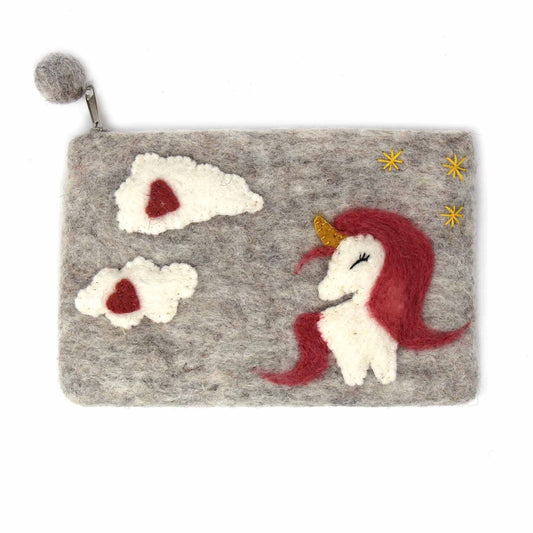 Unicorn Felt Zipper Pouch