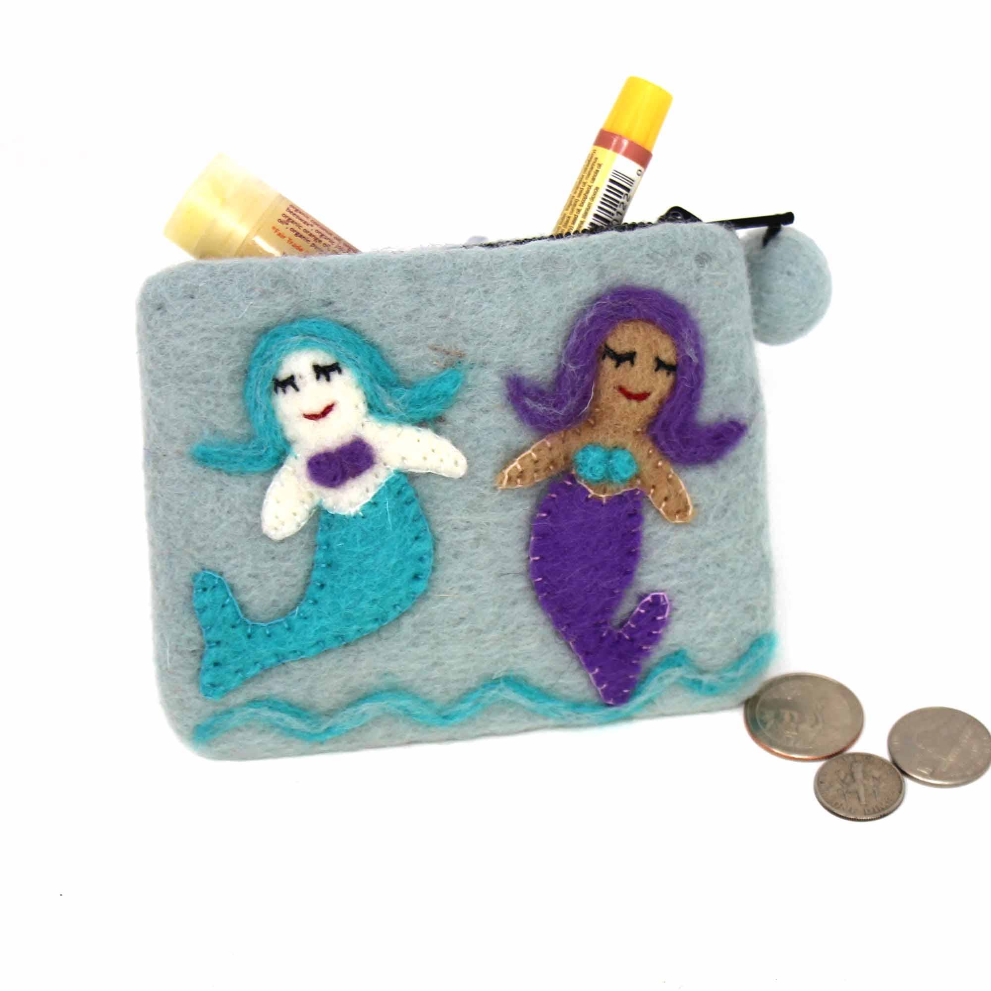 Mermaid Felt Zipper Coin Purse zipper pouch