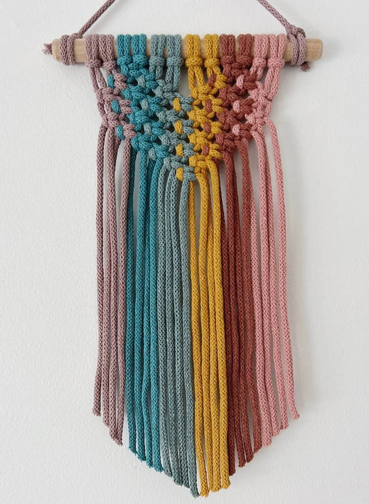 Macramé DIY Kit - Rainbow Heart Wall Hanging